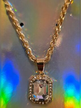 Goldtone Crystal Pendant Necklace